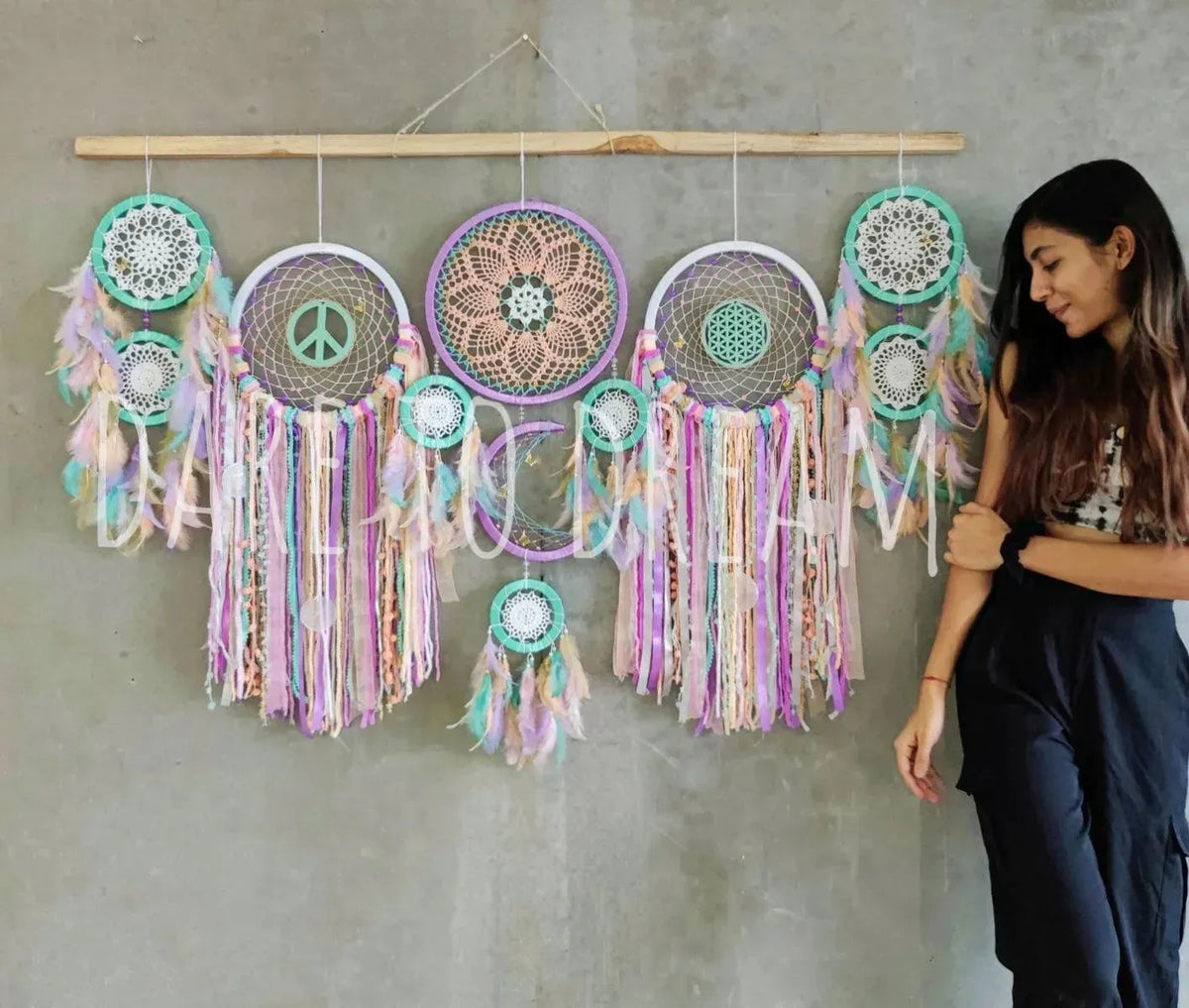 Boho Pastel cluster dreamcatcher - Dare To Dream