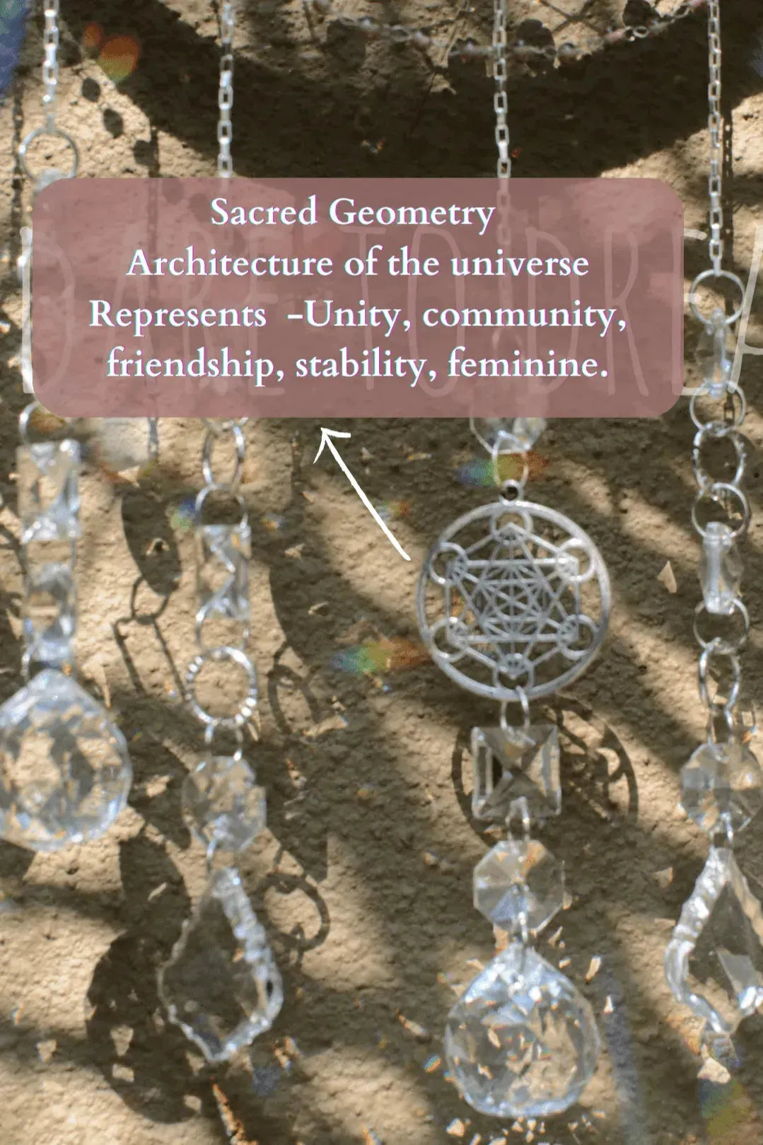 10" Grey suncatcher (7 lines of crystals) - Dare To Dream