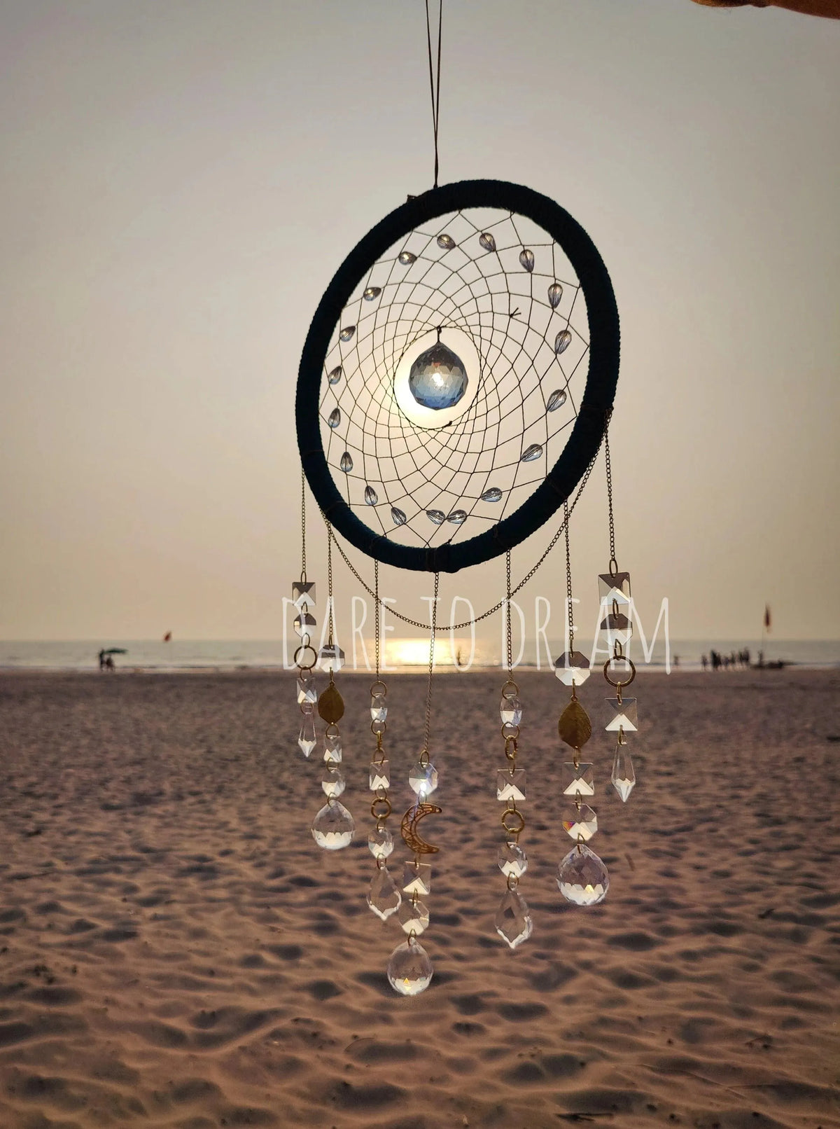 10" Teal suncatcher (7 lines of crystals) - Dare To Dream
