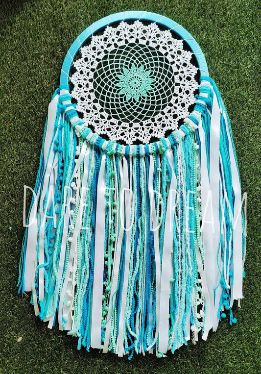 16 Inch Blue Mandala Crochet Dreamcatcher - Dare To Dream