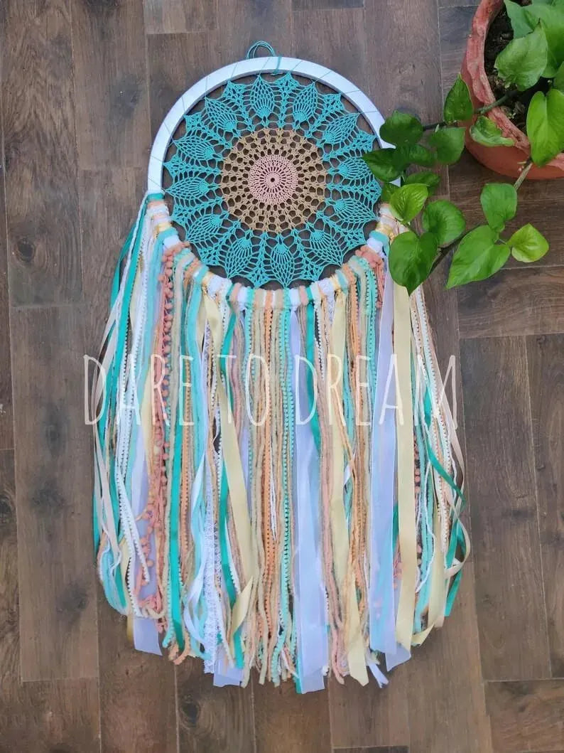 16" Pastel Crochet Dreamcatcher - Dare To Dream
