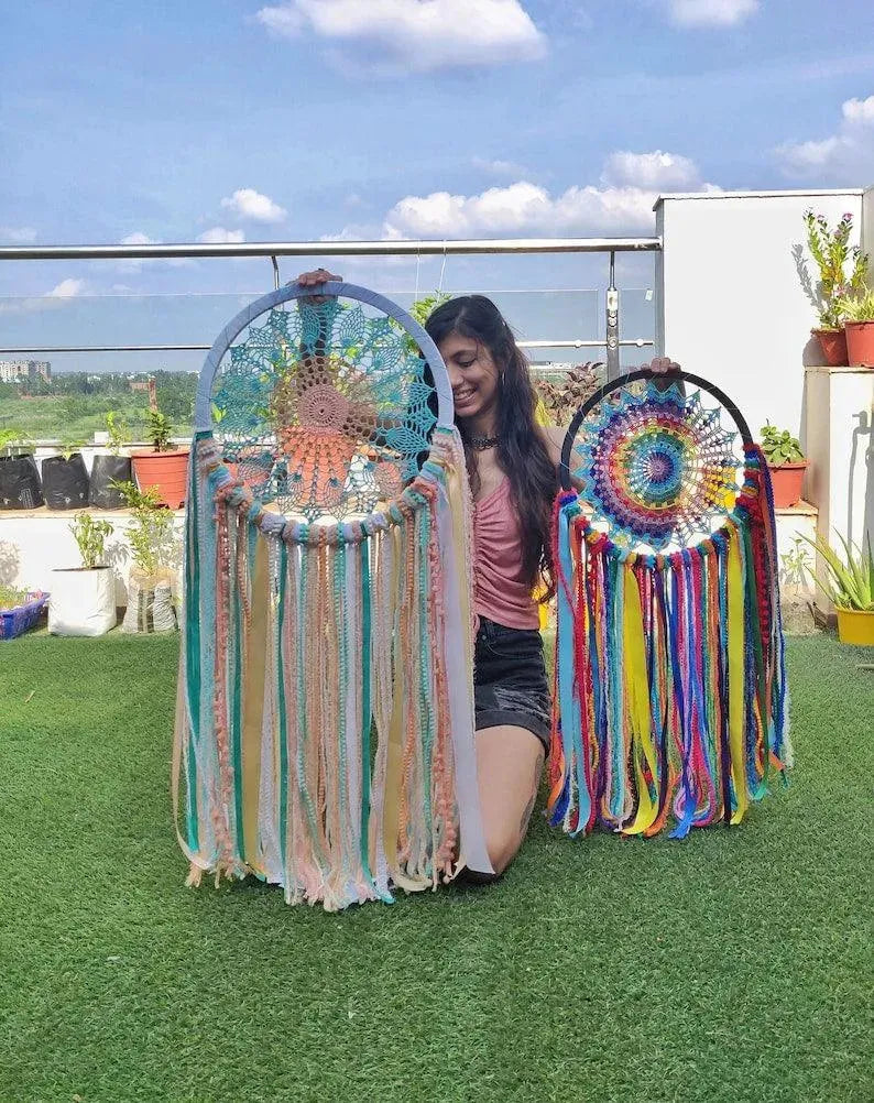 16" Pastel Crochet Dreamcatcher - Dare To Dream