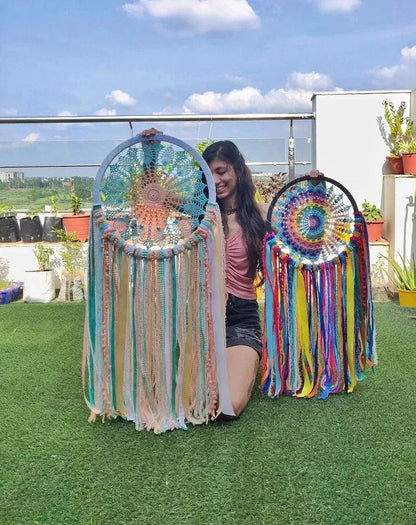 16" Pastel Crochet Dreamcatcher - Dare To Dream