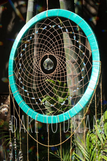 18" Teal suncatcher ( 11 lines of crystals) - Dare To Dream