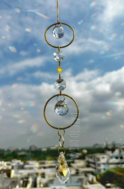 2 ring golden crystal Suncatcher - Dare To Dream