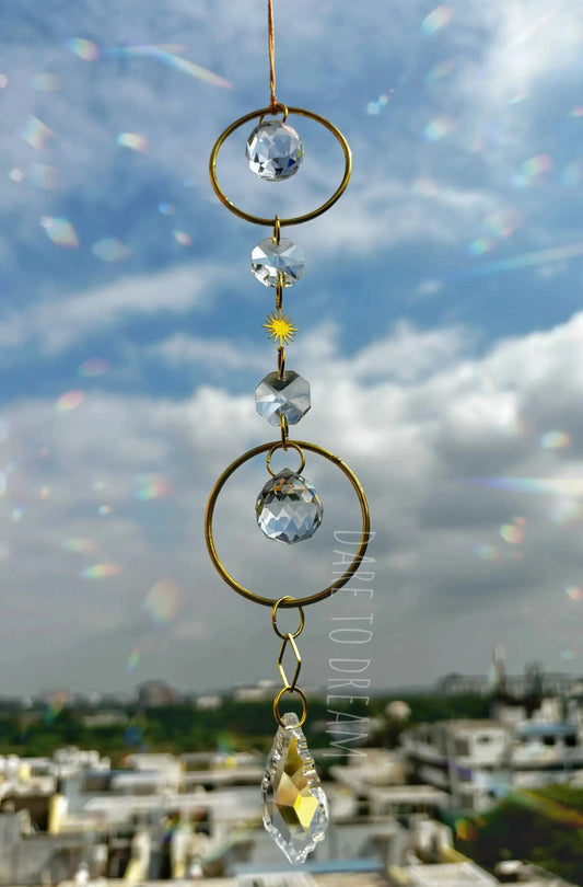 2 ring golden crystal Suncatcher - Dare To Dream