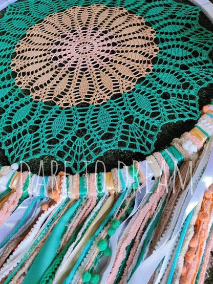 27" Teal Flower Crochet Dreamcatcher - Dare To Dream