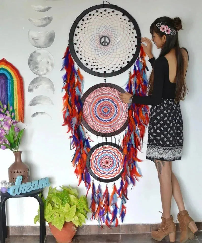 3 Ring Red Shades Dreamcatcher - Dare To Dream