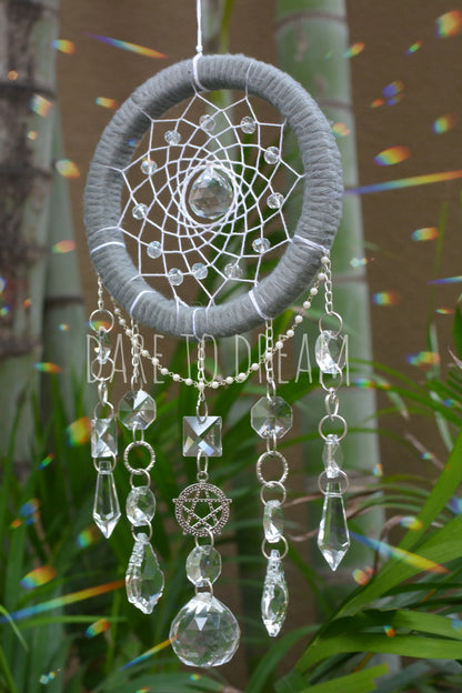 5" Grey Suncatcher (5 lines of crystals) - Dare To Dream