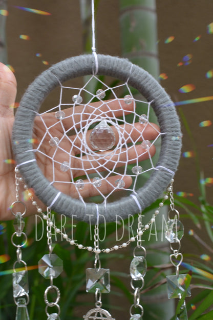 5" Grey Suncatcher (5 lines of crystals) - Dare To Dream