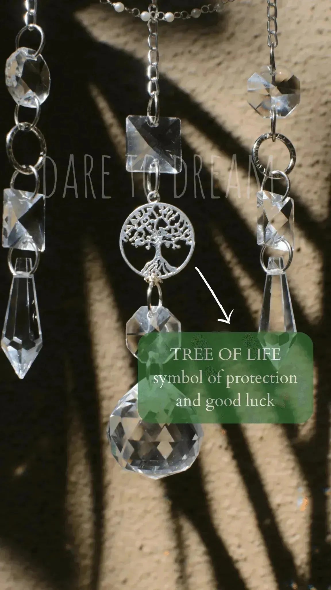 5" Grey Suncatcher (5 lines of crystals) - Dare To Dream