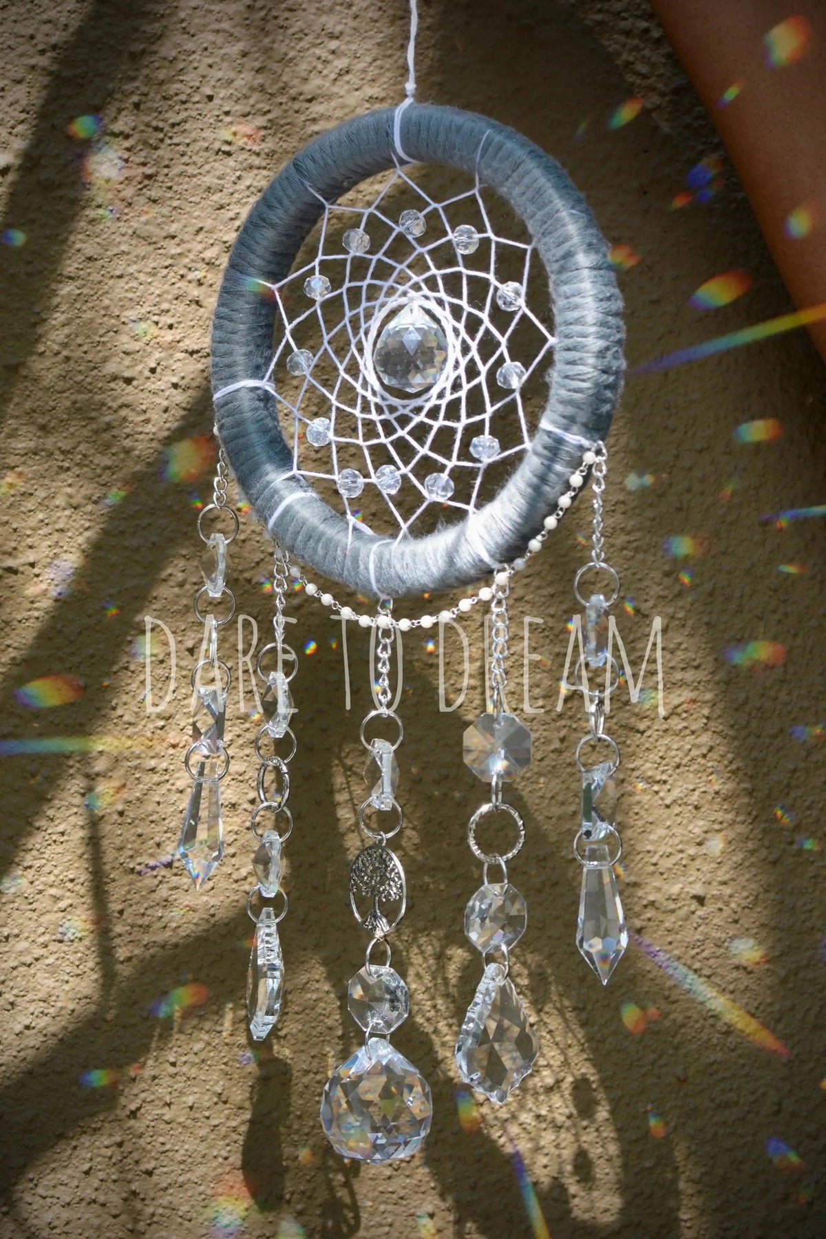 5" Grey suncatcher (5 lines of crystals) - Dare To Dream