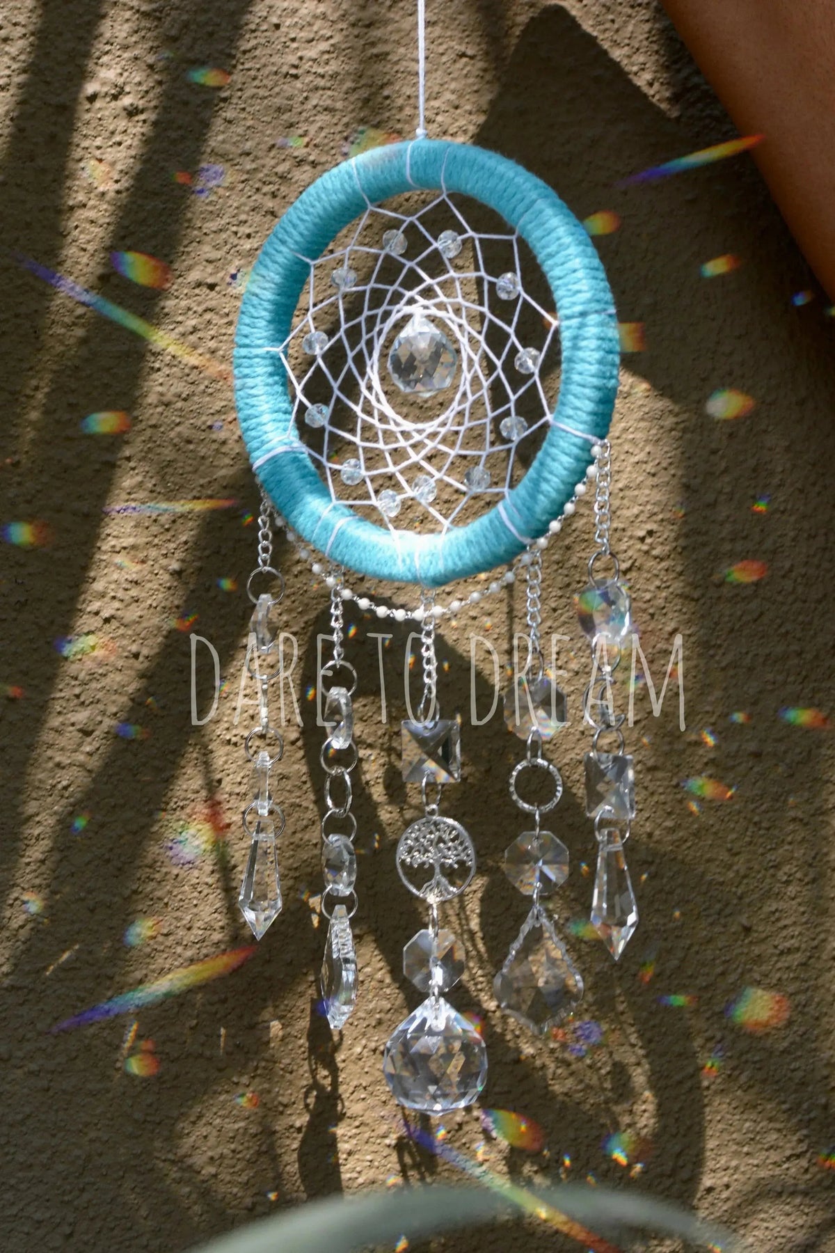 5" Light Blue suncatcher (5 lines of crystals) - Dare To Dream