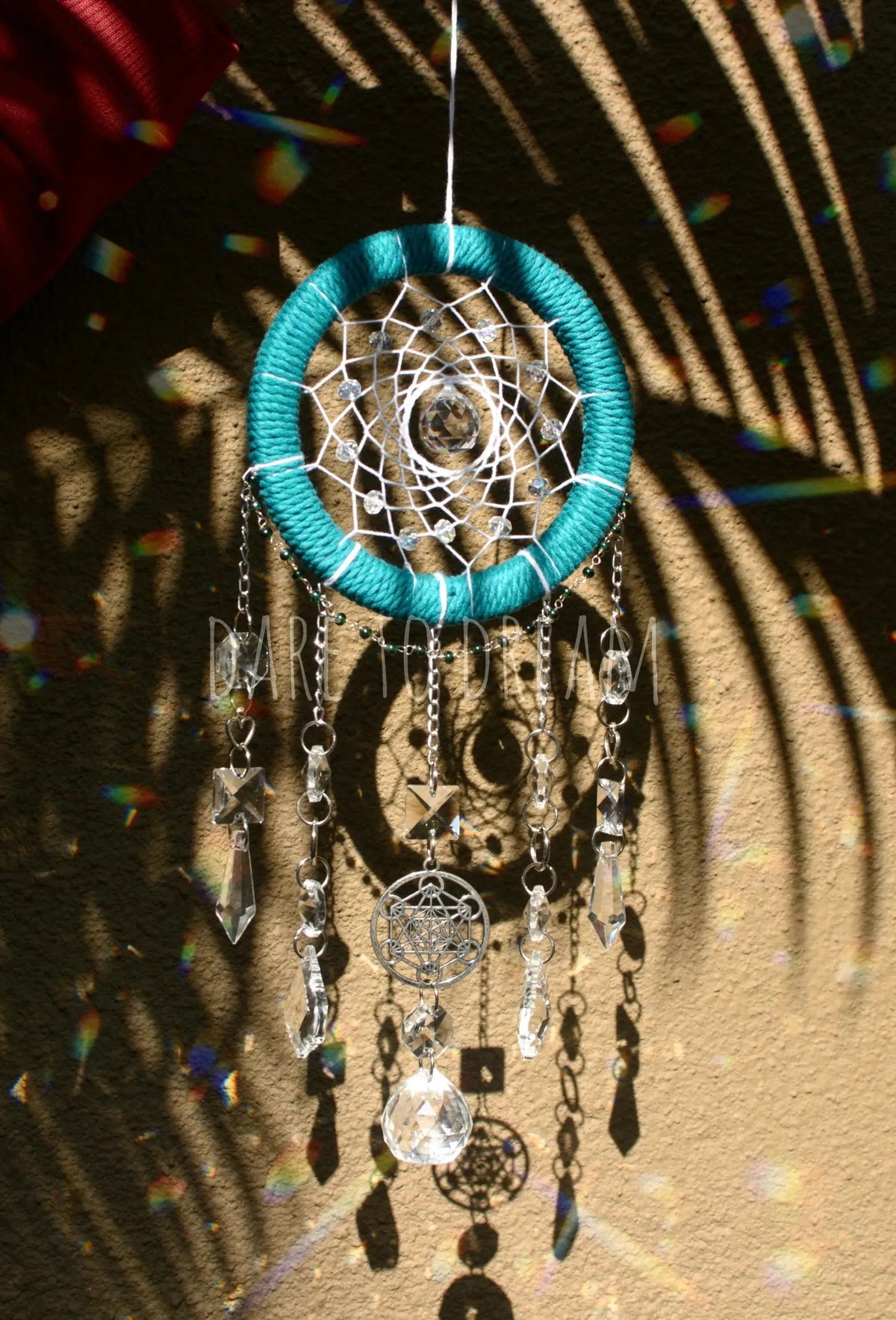 5" Teal suncatcher (5 lines of crystals) - Dare To Dream