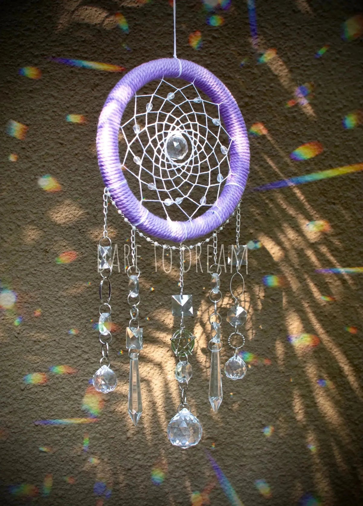 6” Lavender suncatcher (5 lines of crystals) - Dare To Dream