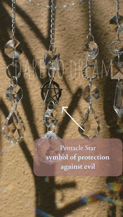 6" Sky Blue suncatcher (5 lines of crystals) - Dare To Dream