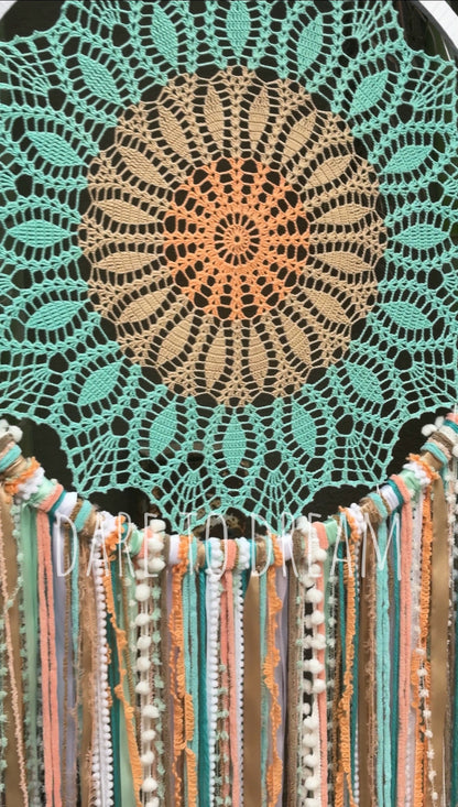 27 Inch Pastel Flower Crochet Dreamcatcher