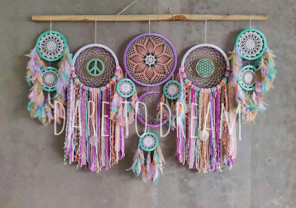 Boho Pastel cluster dreamcatcher - Dare To Dream