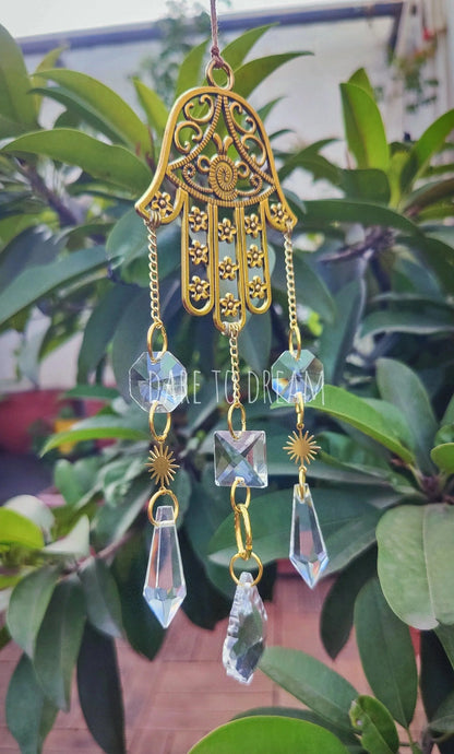 Golden Hamsa Hand Car Hanging Suncatcher - Dare To Dream