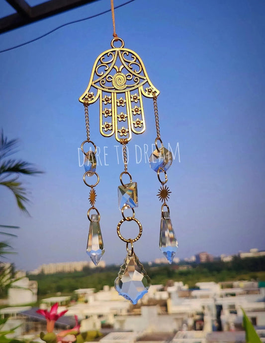 Golden Hamsa Hand Car Hanging Suncatcher - Dare To Dream