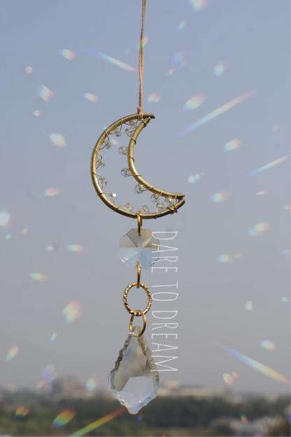 Golden Moon crystal Car Hanging Suncatcher - Dare To Dream