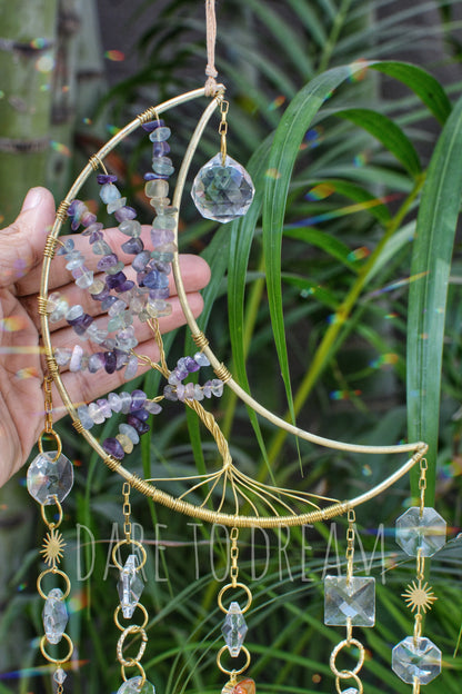 Golden Moon Tree of Life Crystal Suncatcher (Big) - Dare To Dream