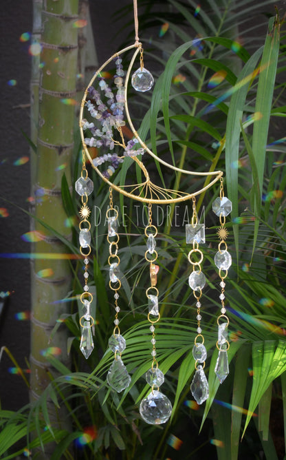 Golden Moon Tree of Life Crystal Suncatcher (Big) - Dare To Dream