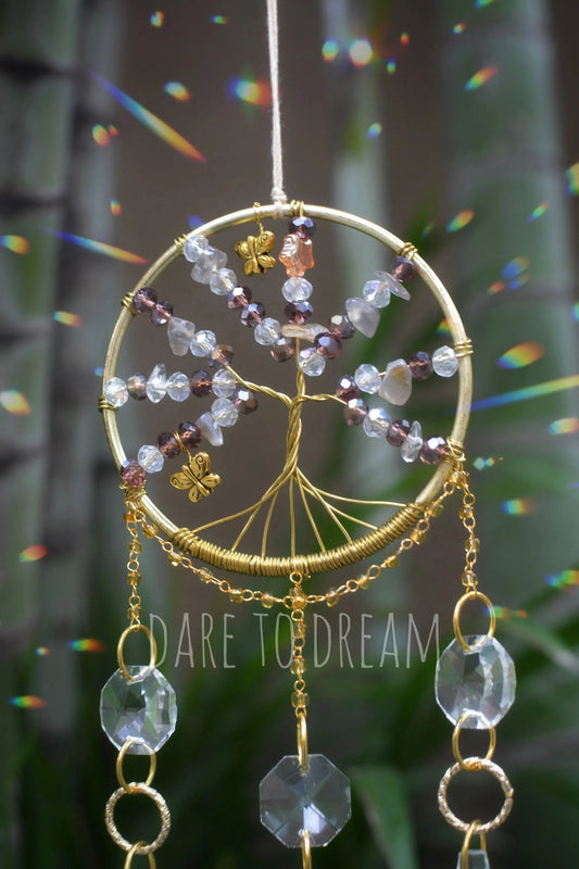 Mini Version Burgundy Tree of Life Suncatcher - Dare To Dream