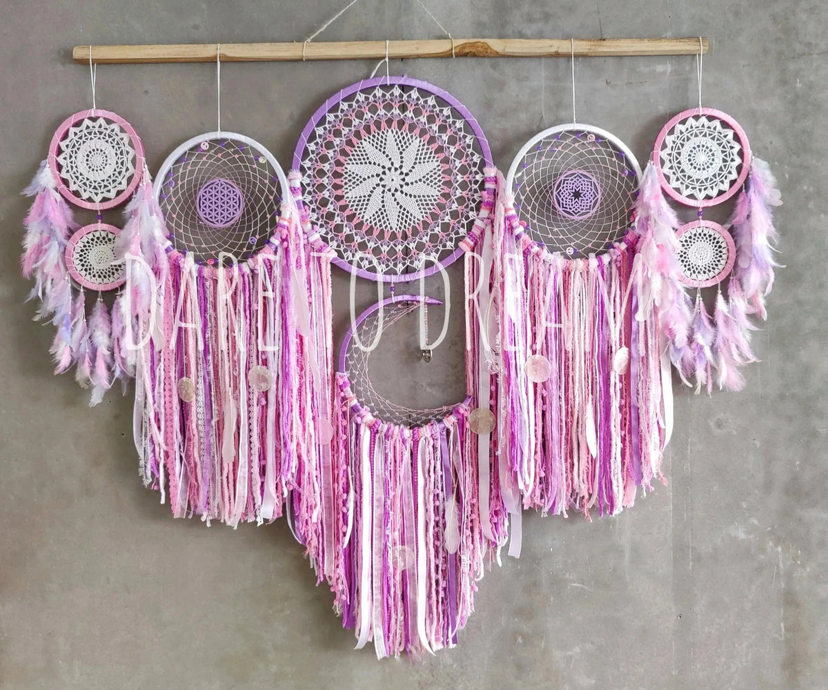Shades of pink cluster dreamcatcher - Dare To Dream