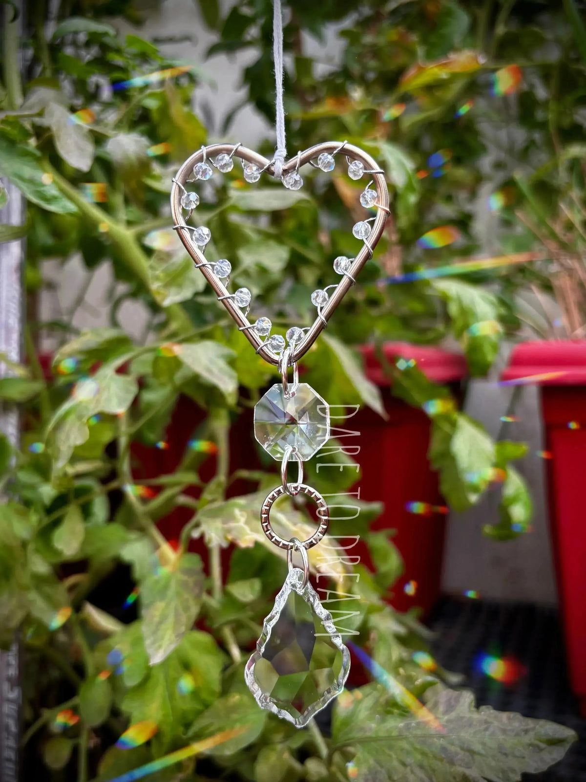 Silver Heart Crystal Car Hanging Suncatcher - Dare To Dream