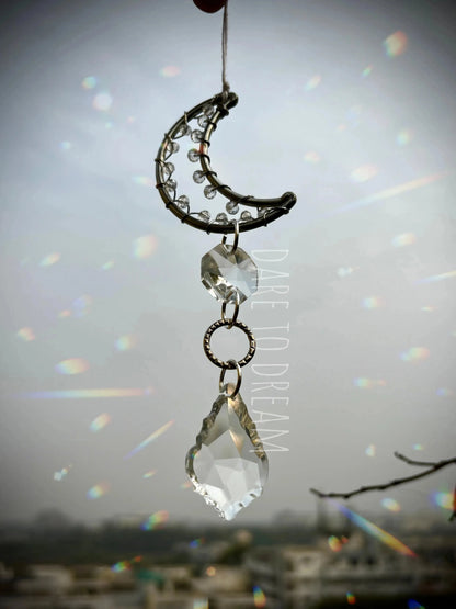 Silver Moon Crystal Car Hanging Suncatcher - Dare To Dream