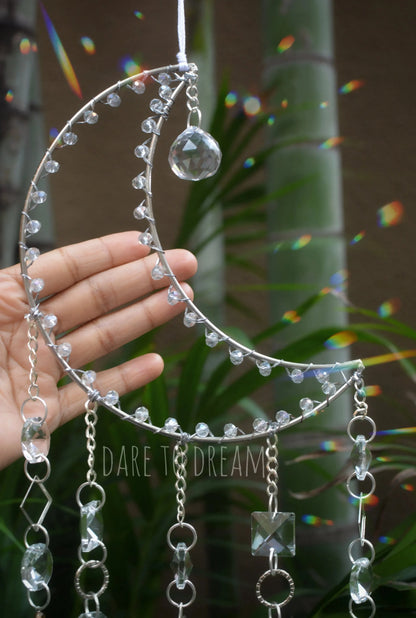 Silver Moon Crystal Suncatcher (Big) - Dare To Dream