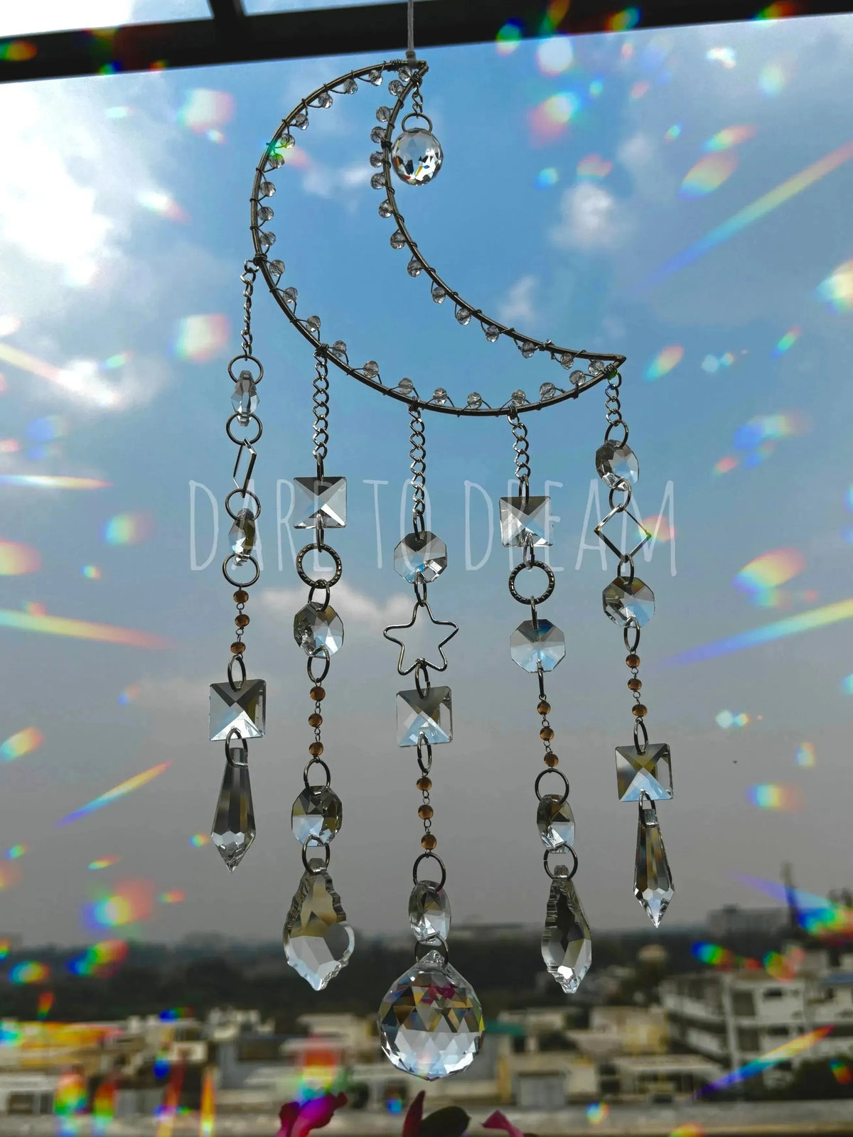 Silver Moon Crystal Suncatcher (Big) - Dare To Dream