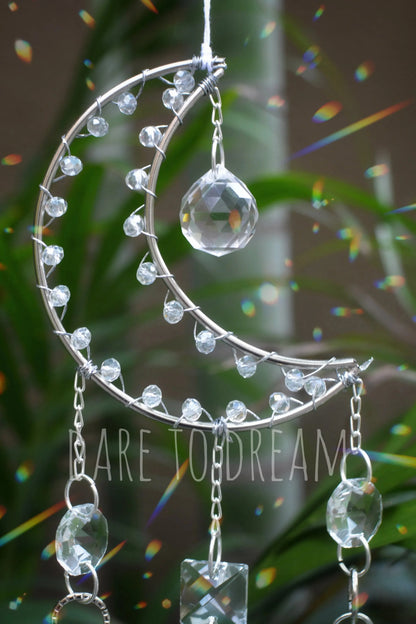Silver Moon Crystal Suncatcher - Dare To Dream