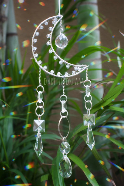 Silver Moon Crystal Suncatcher - Dare To Dream