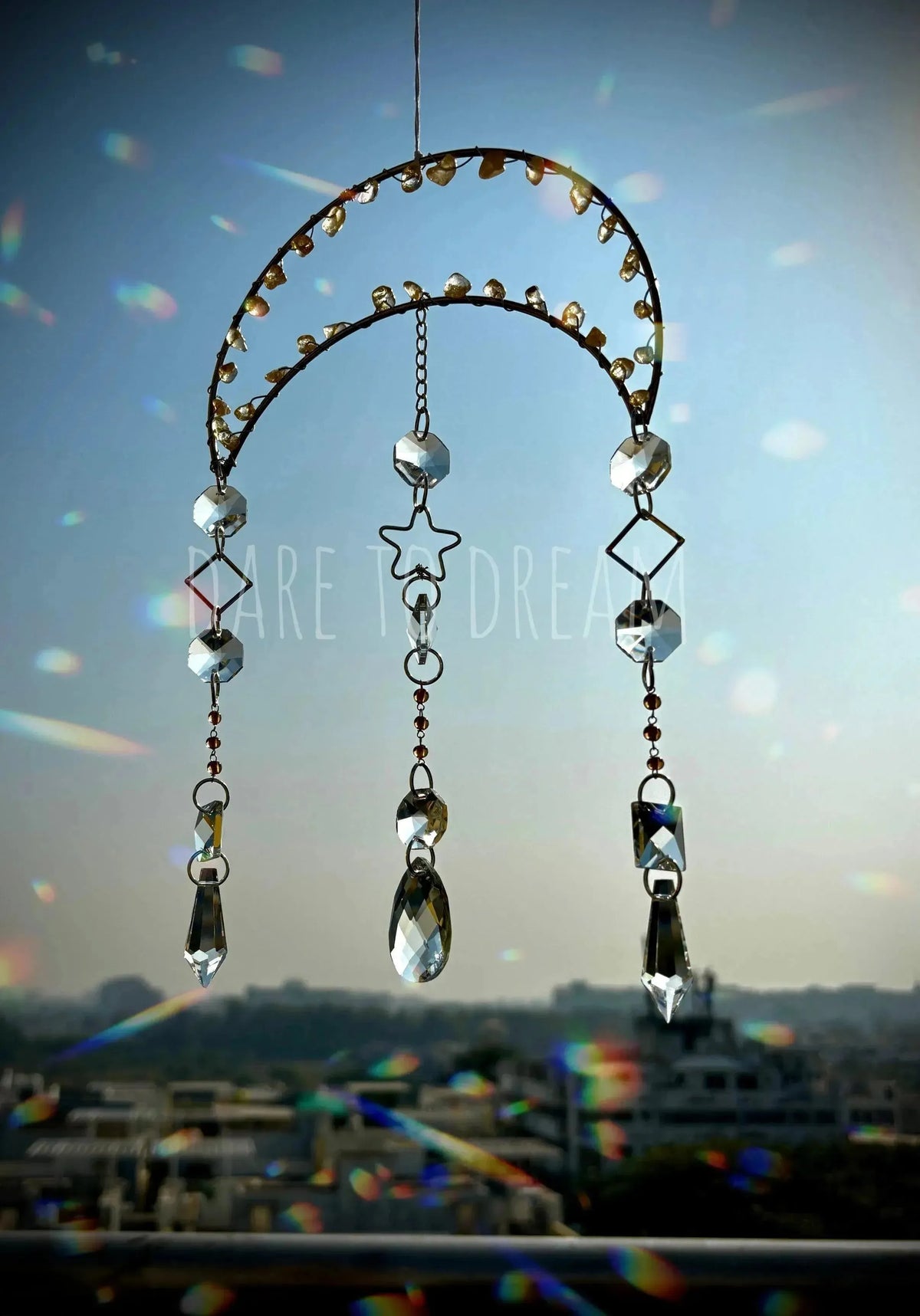 Silver Moon Stone boho Suncatcher - Dare To Dream