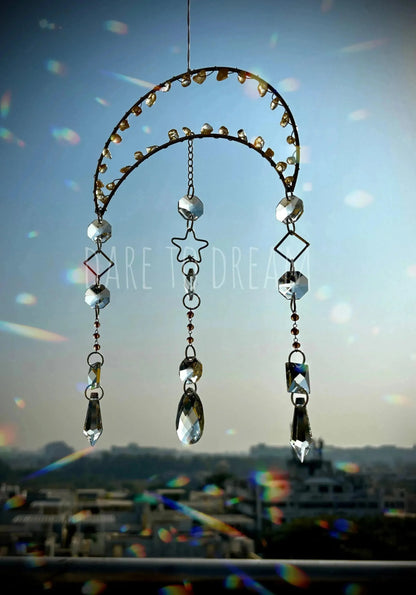 Silver Moon Stone boho Suncatcher - Dare To Dream